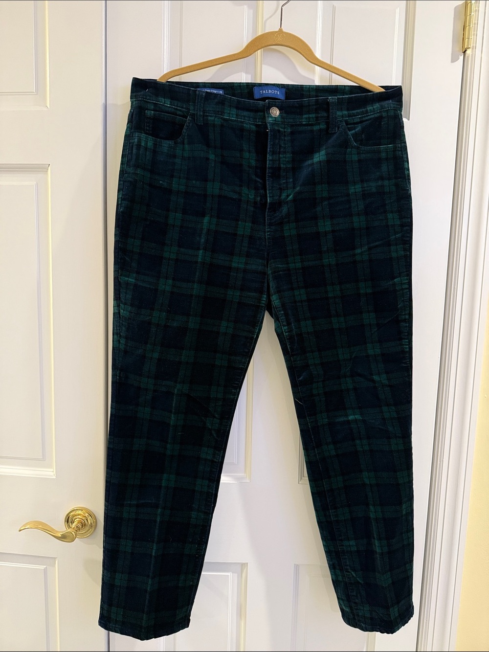 Talbots Dark Green and Navy Plaid Velveteen Pants